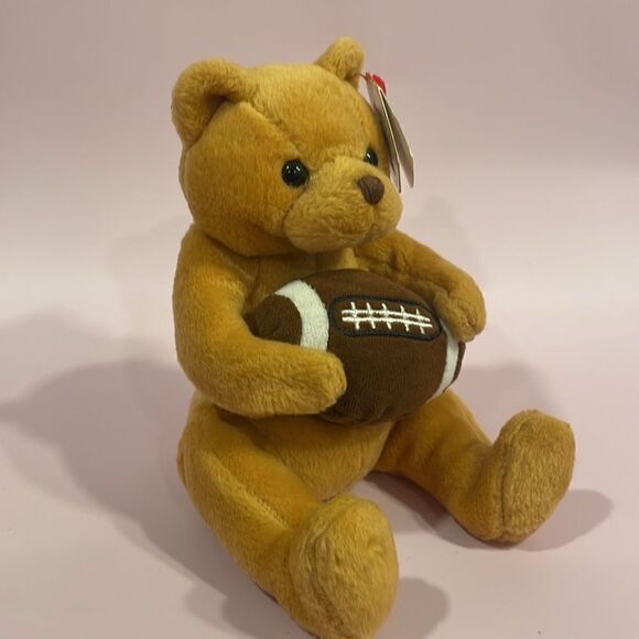Ty Original Beanie Baby 2005 Blitz the Bear w Football Excellent Condition NWT - Picture 5 of 10